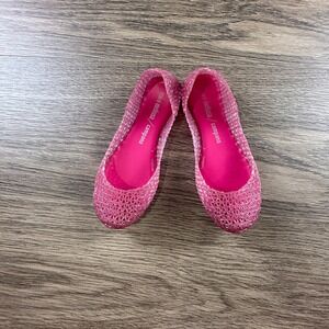 Mini Melissa Campana Zig Zag Pink Glitter Jelly Flats Kids Size 12 US Summer